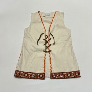 Vintage 70s Sears Boho Lace Up Sleeveless Top Size 10 Hippie Summer Festival